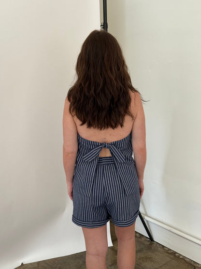 Needii Delilah Linen Striped Drawstring Shorts