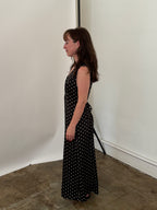 Things Between Daphne Black Polka Dot Sleeveless Maxi Dress (M)