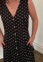 Things Between Daphne Black Polka Dot Sleeveless Maxi Dress (M)