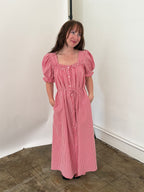 Things Between Della Red Gingham Puff Sleeve Maxi Dress