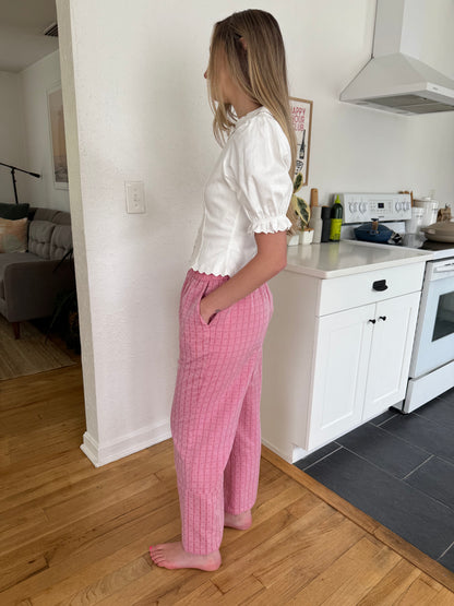 FRNCH Edvina Red Embroidered Print Wide Leg Pants