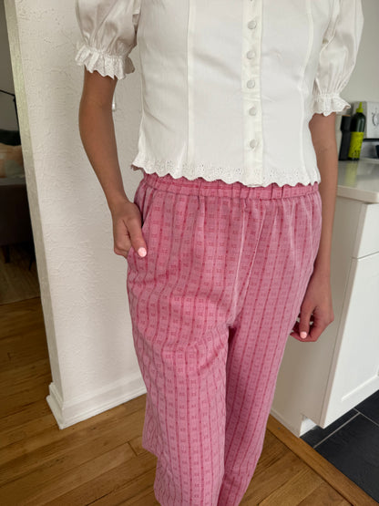 FRNCH Edvina Red Embroidered Print Wide Leg Pants