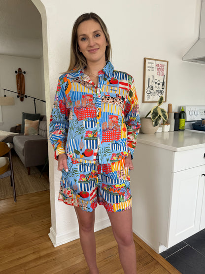 FRNCH Annea Bold Market Print Drawstring Shorts