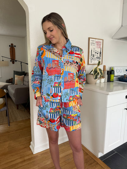 FRNCH Annea Bold Market Print Drawstring Shorts