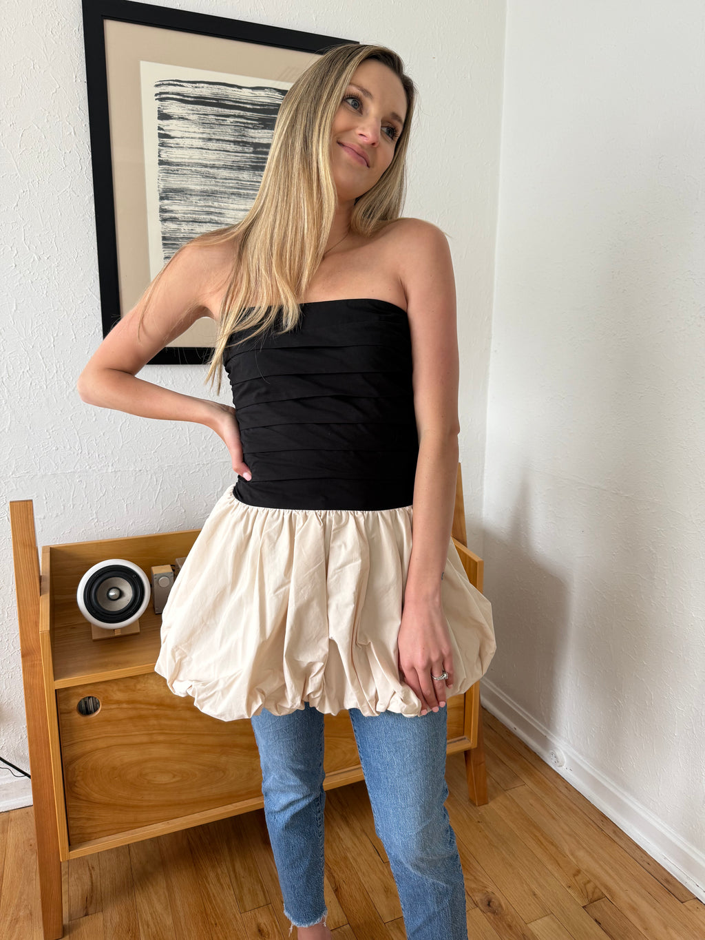 Sofie the Label Ella Black Longline Peplum Sleeveless Top