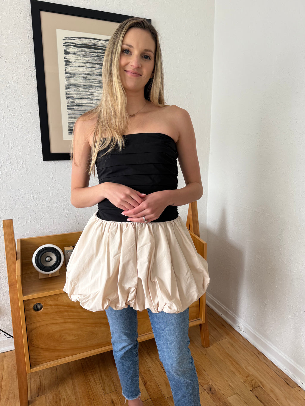 Sofie the Label Ella Black Longline Peplum Sleeveless Top