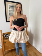 Sofie the Label Ella Black Longline Peplum Sleeveless Top