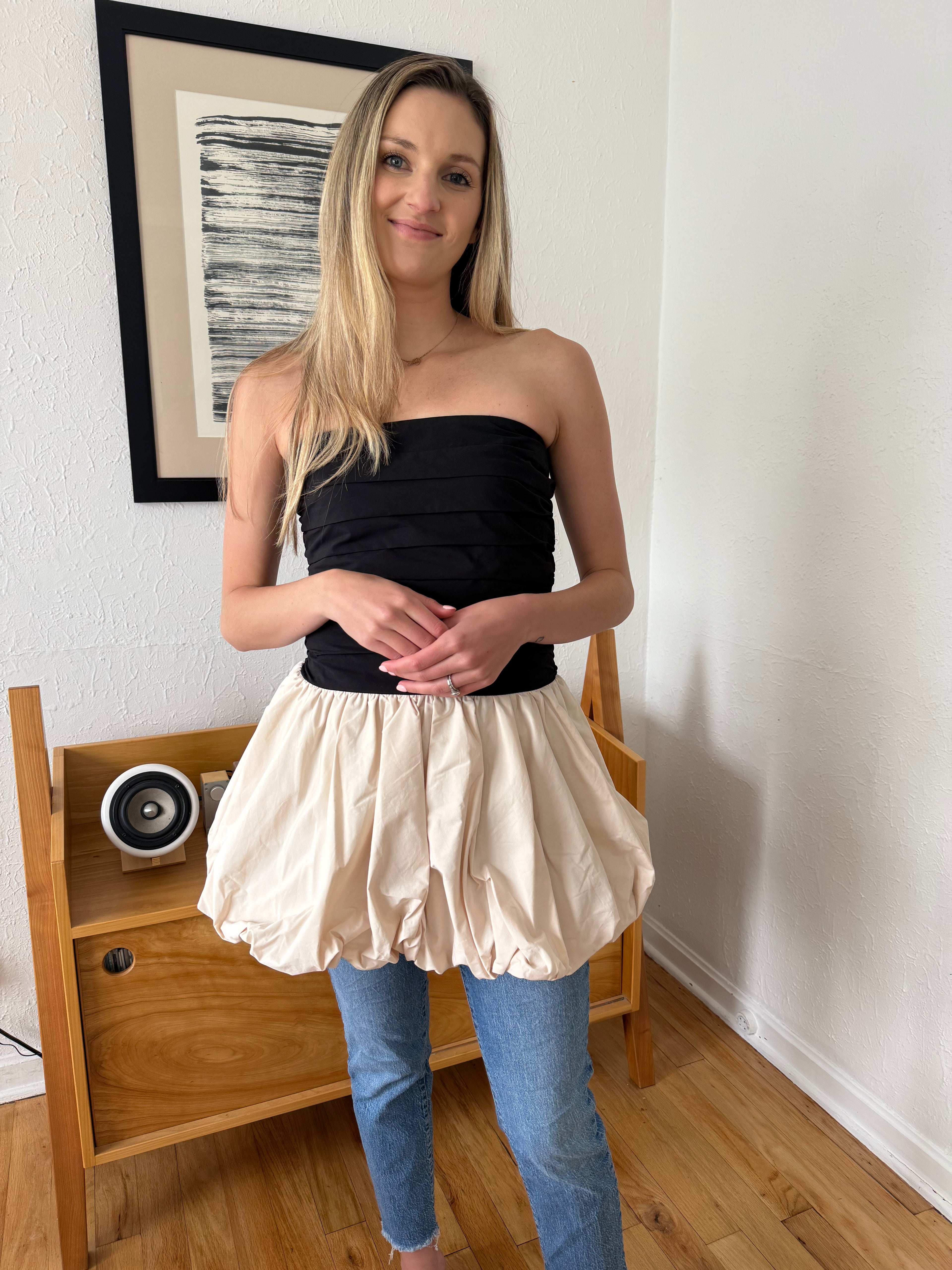 Sofie the Label Ella Black Longline Peplum Sleeveless Top