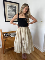 Miou Muse Fiona Black and Tank Bubble Hem Midi Dress