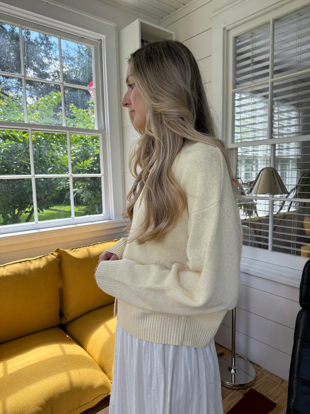 Millie Butter Yellow Knit Buttoned Cardigan Sweater