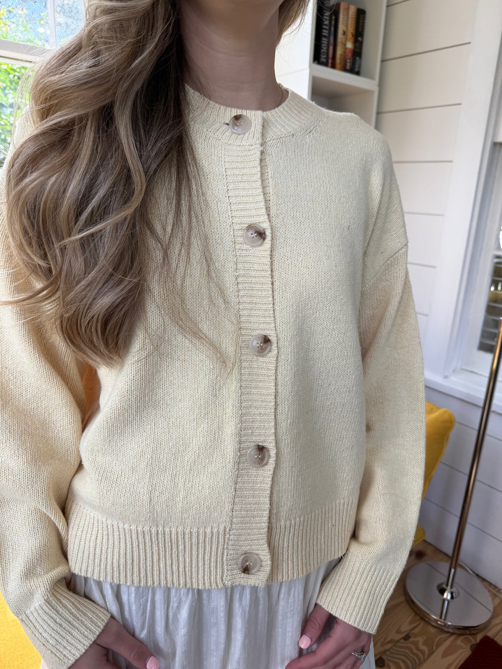 Millie Butter Yellow Knit Buttoned Cardigan Sweater