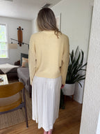 FRNCH Akane Cream Embroidered Midi Skirt