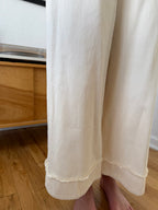 FRNCH Araceli Cream Wide Leg Fray Cuffed Pants