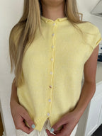 Things Between Piper Knit Short Sleeve Buttoned Top (Butter)