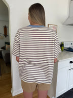 Things Between Gia Striped Oversized Cotton T-Shirt (Cream)