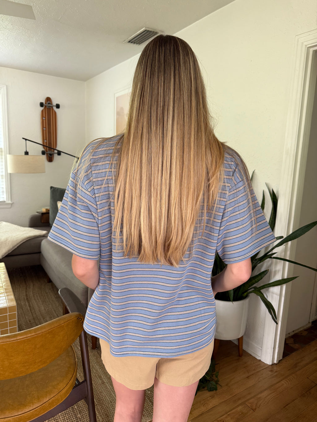 Things Between Gia Striped Oversized Cotton T-Shirt (Blue) L