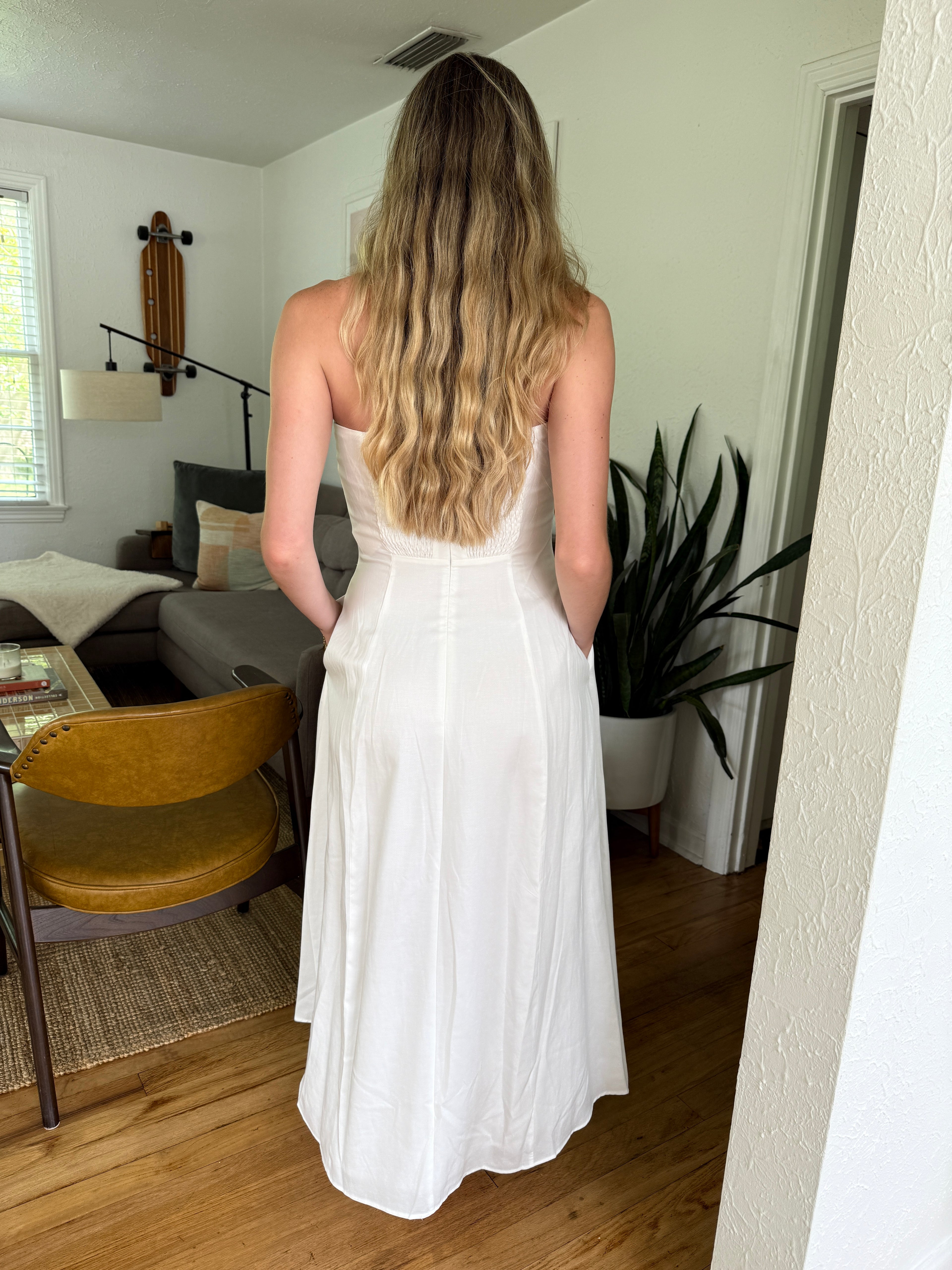 Sofie the Label Harper White Linen Strapless Midi Dress Momni Boutique Sofie the Label Harper White Linen Strapless Midi Dress Momni Boutique