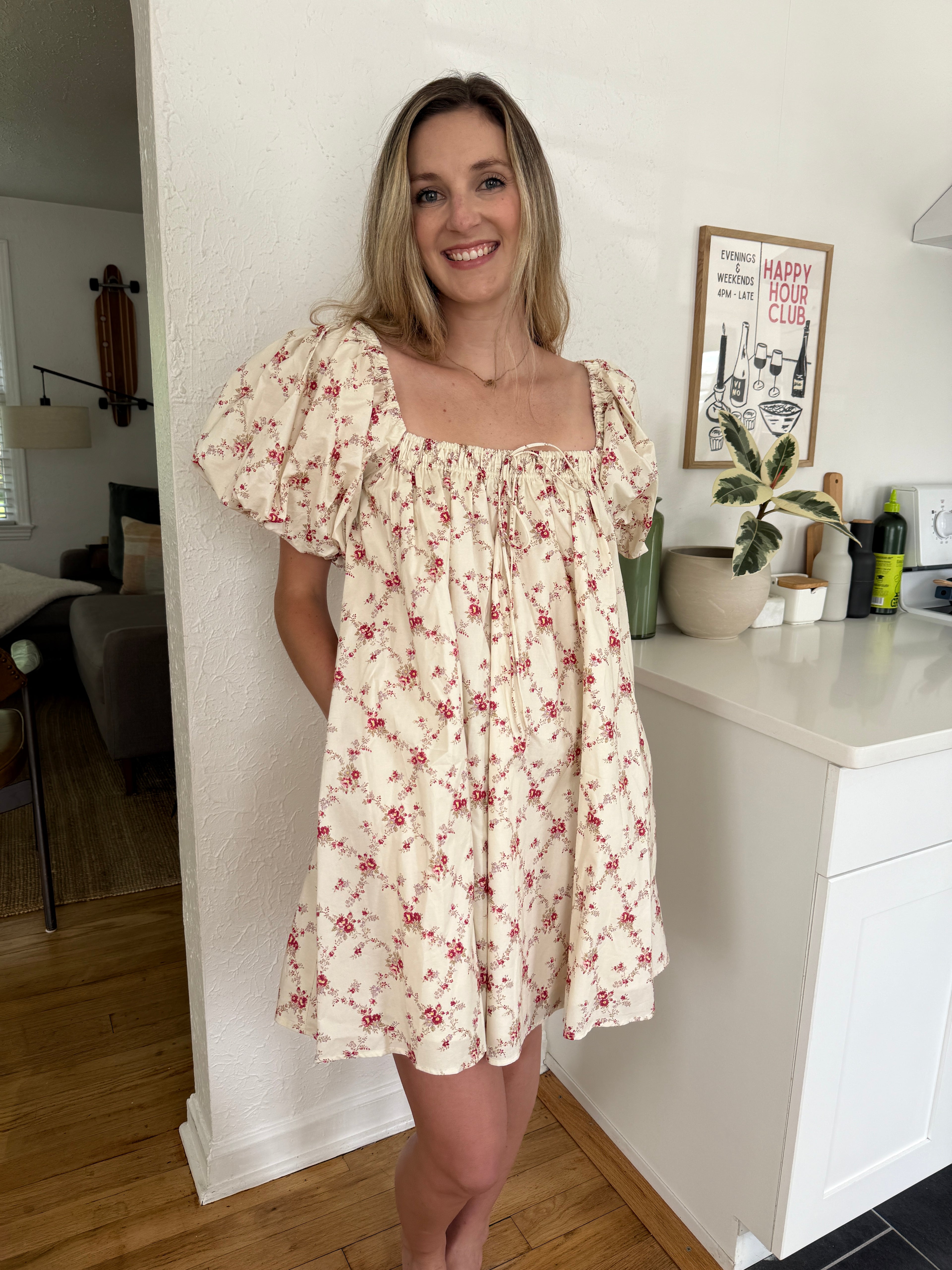 Sofie the Label Harriet Red Floral Babydoll Mini Dress