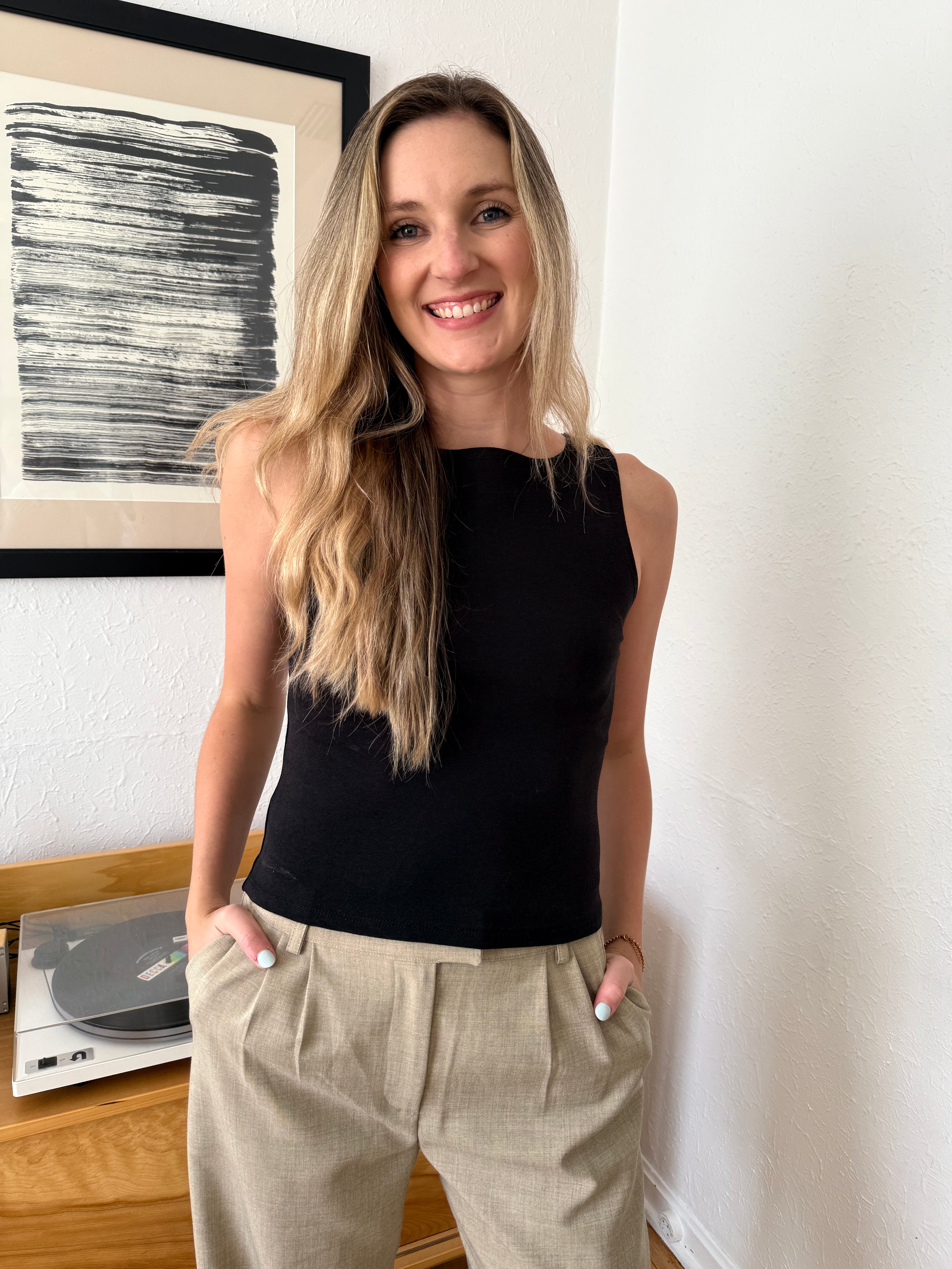 Hazel Black Cotton Stretch Tank Top