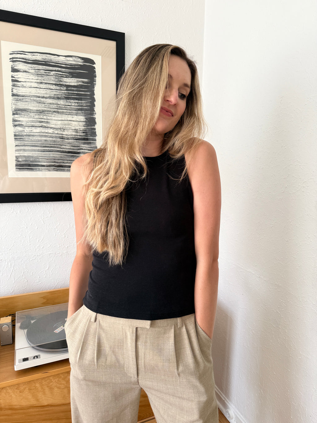 Hazel Black Cotton Stretch Tank Top