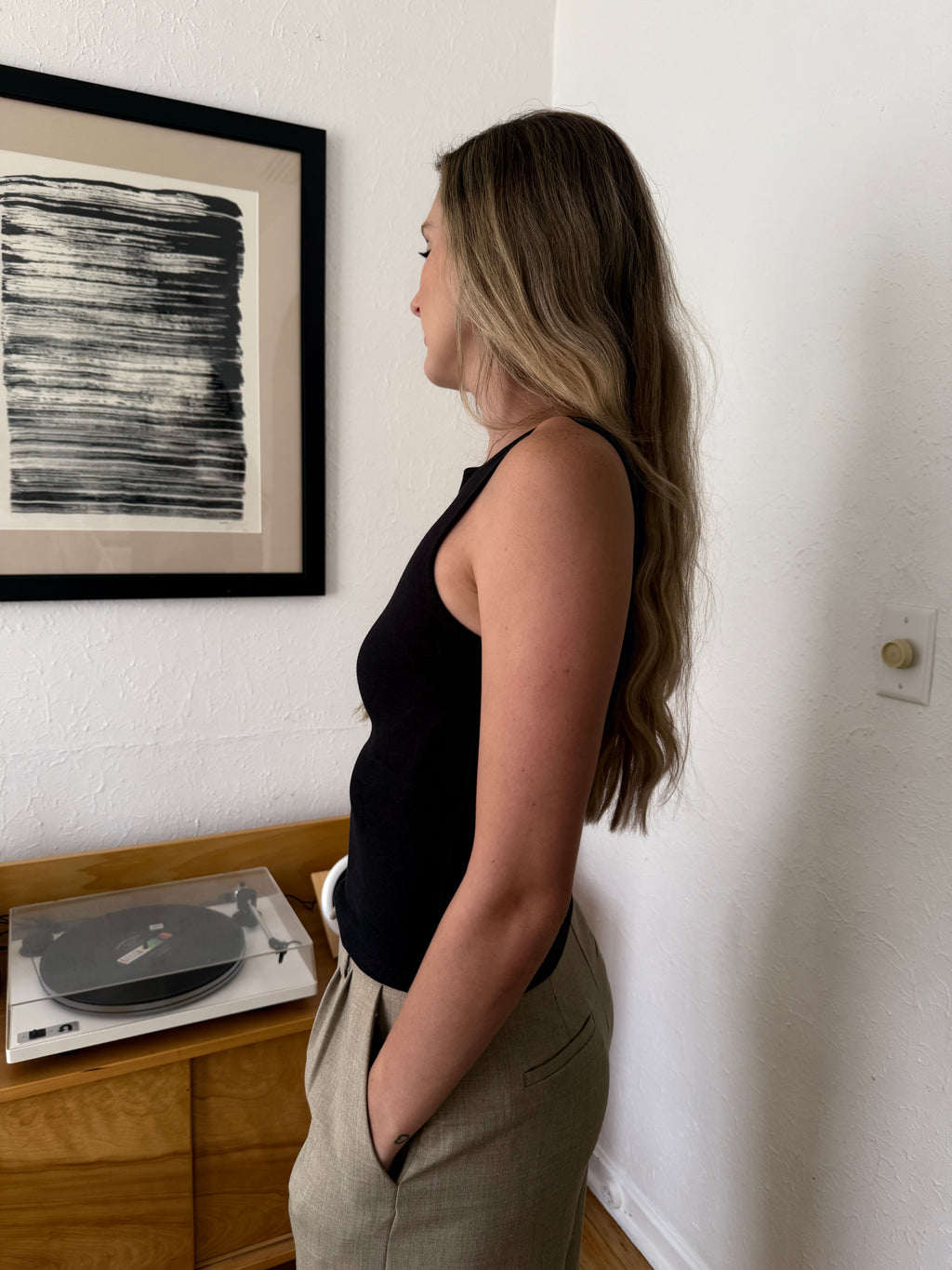 Hazel Black Cotton Stretch Tank Top