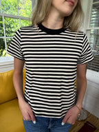 Hunter Striped Cotton Basic T-Shirt (Black)