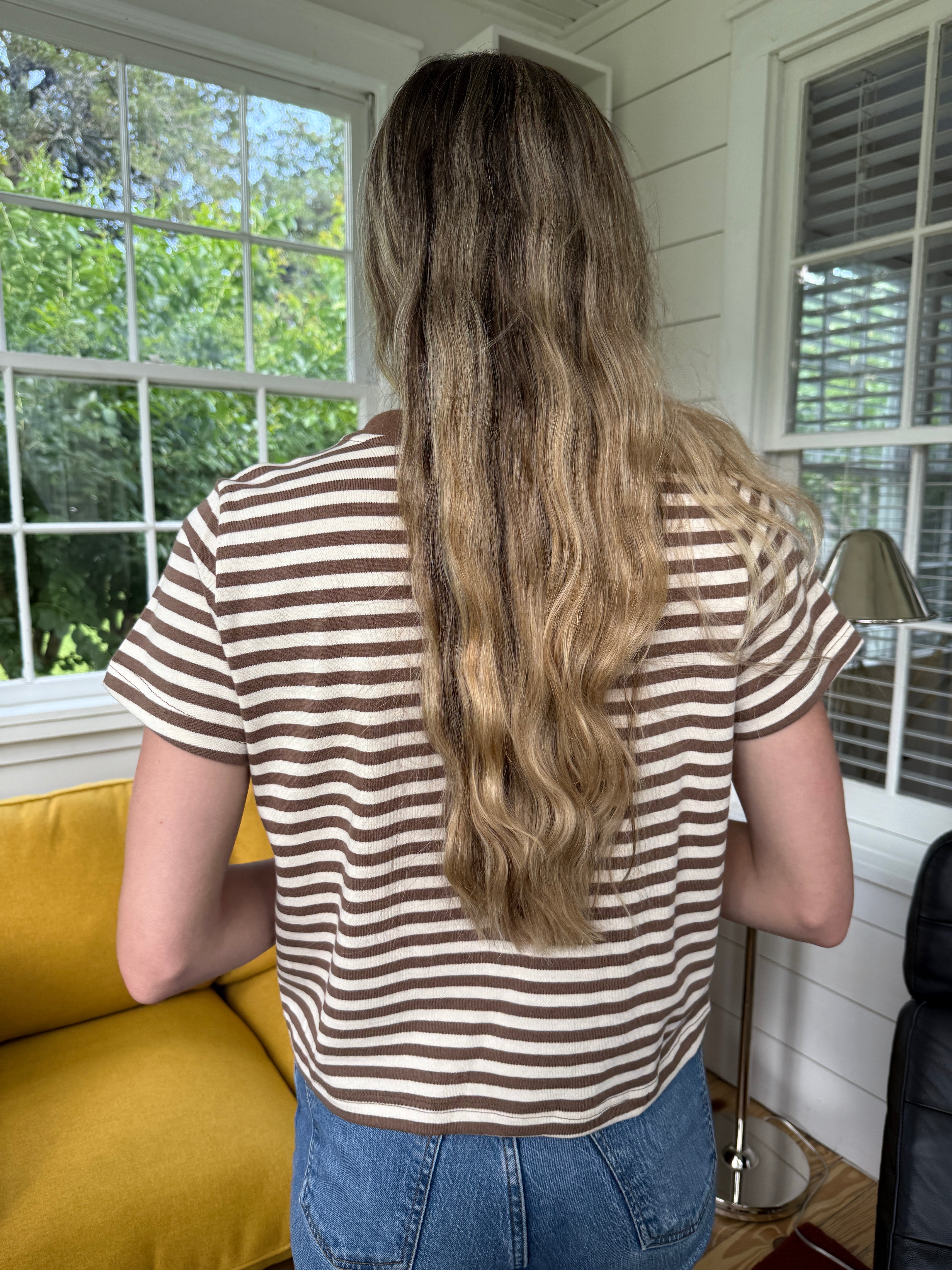 Hunter Striped Cotton Basic T-Shirt (Brown)