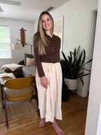 Kianna Cream Cotton Adjustable Maxi Skirt