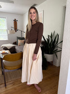 Kianna Cream Cotton Adjustable Maxi Skirt