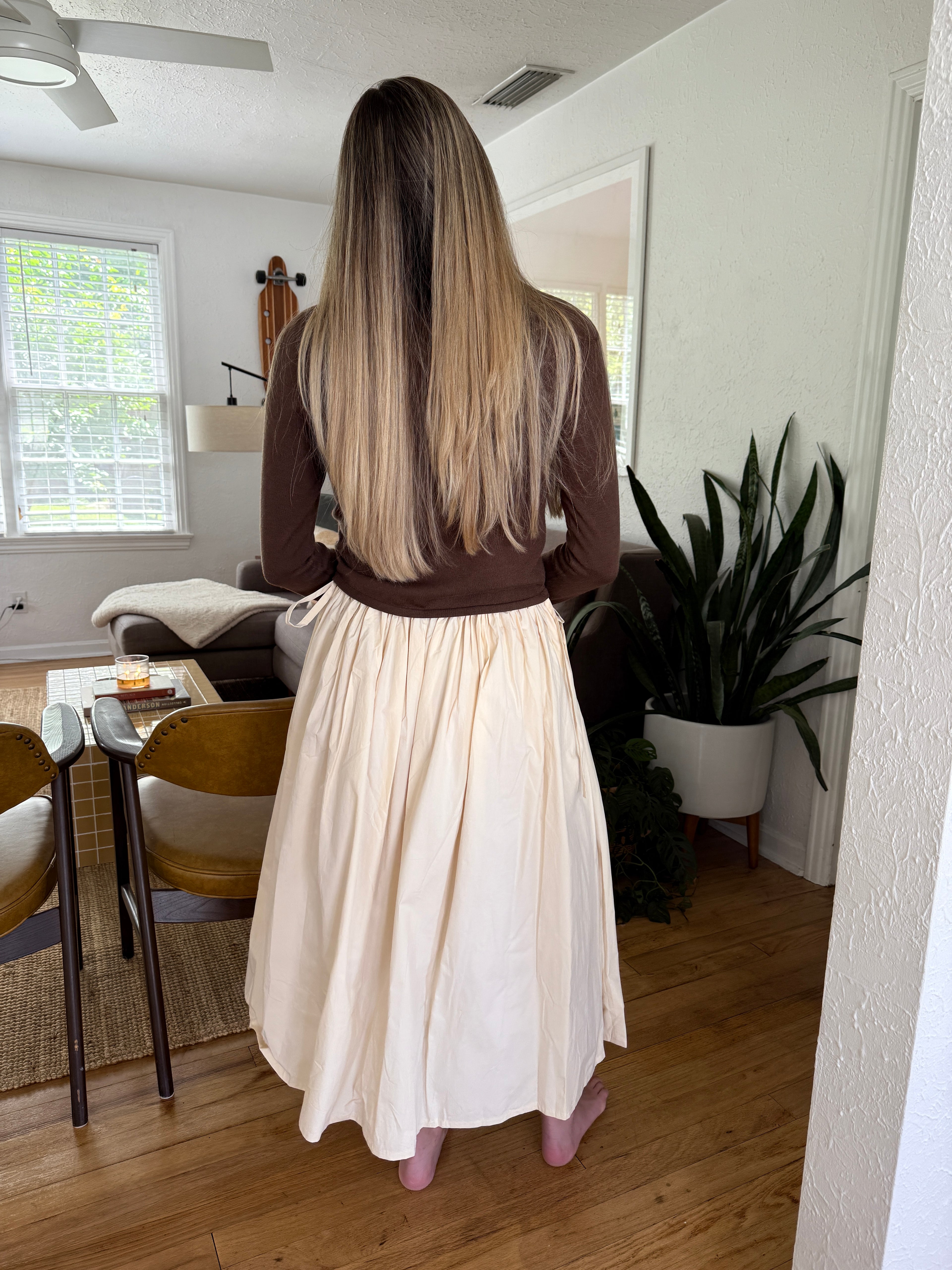 Kianna Cream Cotton Adjustable Maxi Skirt