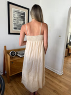 Jayce Cream Stitch Detail Sleeveless Linen Maxi Dress