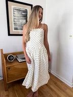 Jane Black Polka Dot Drop Waist Sleeveless Midi Dress