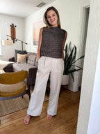 Nichole Light Grey Wide Leg Pleated Trouser Pants