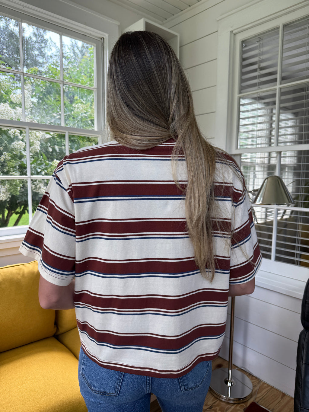 Indy Brown Stripe Boxy Cotton T-Shirt