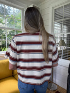 Indy Brown Stripe Boxy Cotton T-Shirt