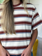 Indy Brown Stripe Boxy Cotton T-Shirt