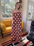 Things Between Kate Polka Dot Sleeveless Maxi Dress (Brown)