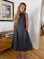 Sofie the Label Khloe Washed Black Polka Dot Midi Skirt