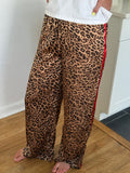 Things Between Brice Leopard Satin Stripe Wide Leg Pants