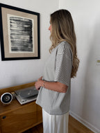 Things Between Gia Striped Oversized Cotton T-Shirt (Ivory)