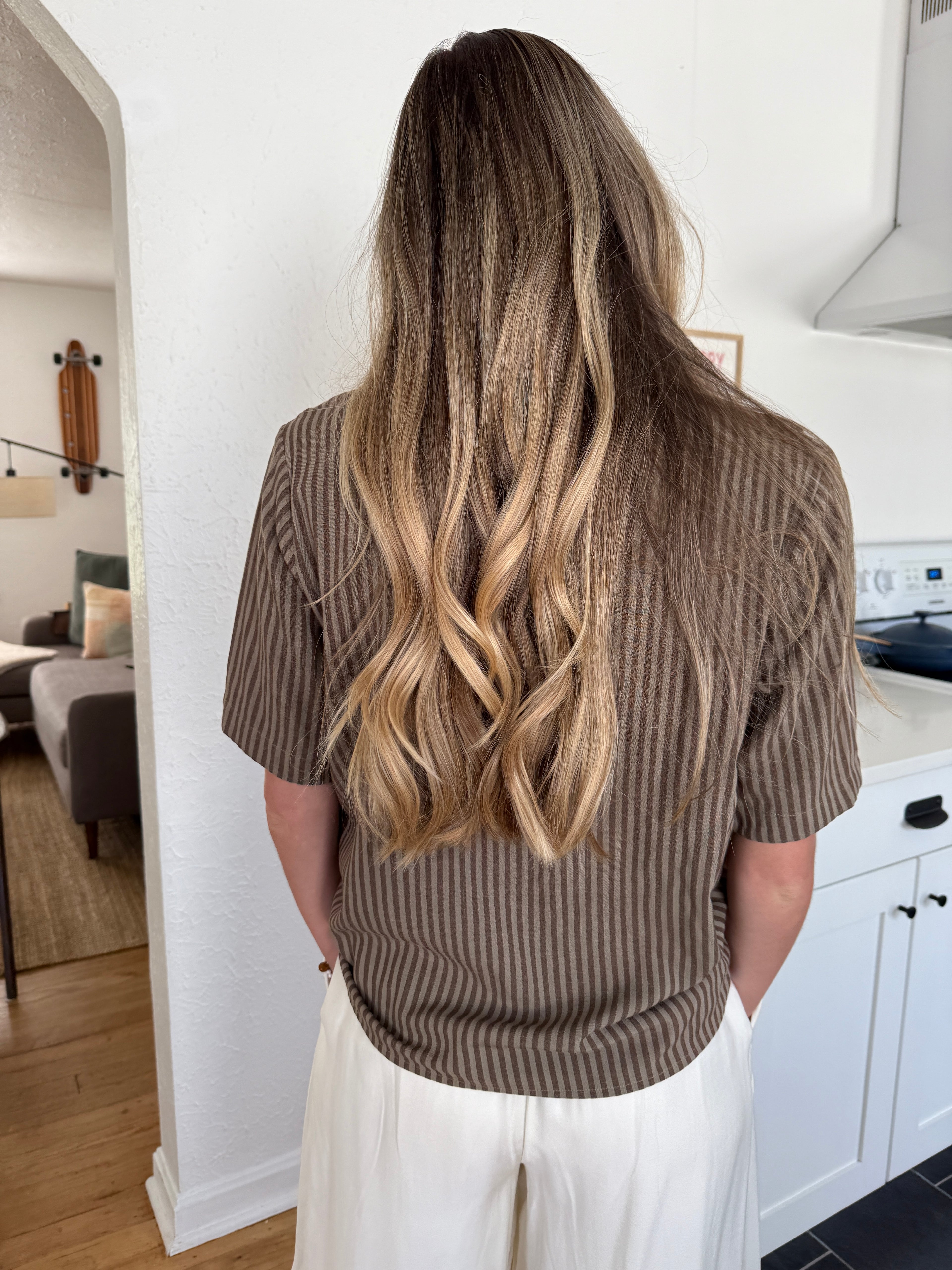 Kinsley Brown and Olive Stripe Collared Top