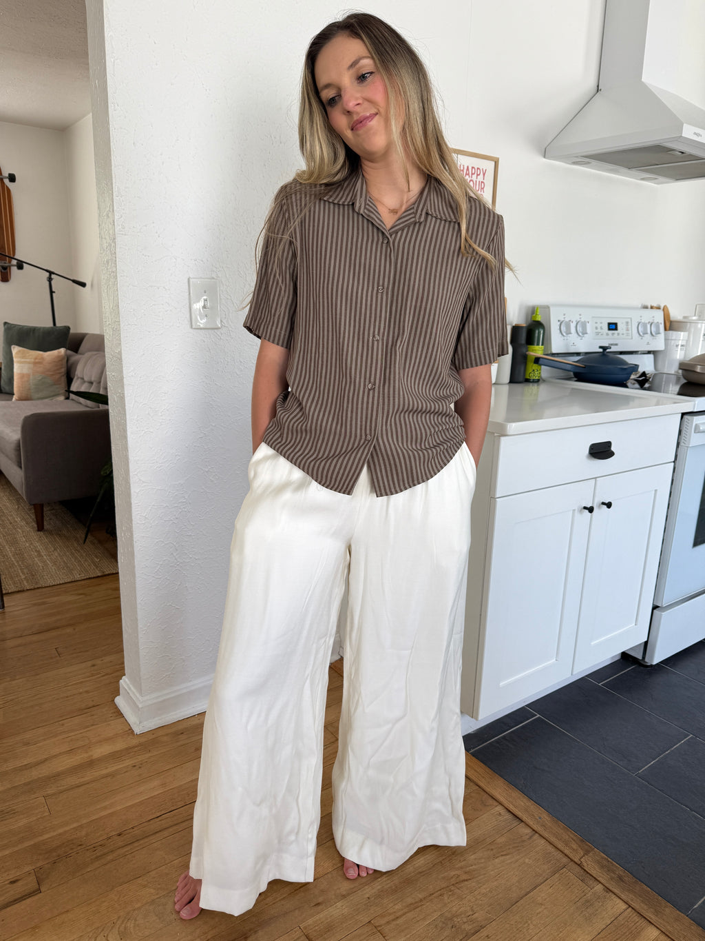 Lucy Paris Bea Cream Wide Leg Relaxed Pants