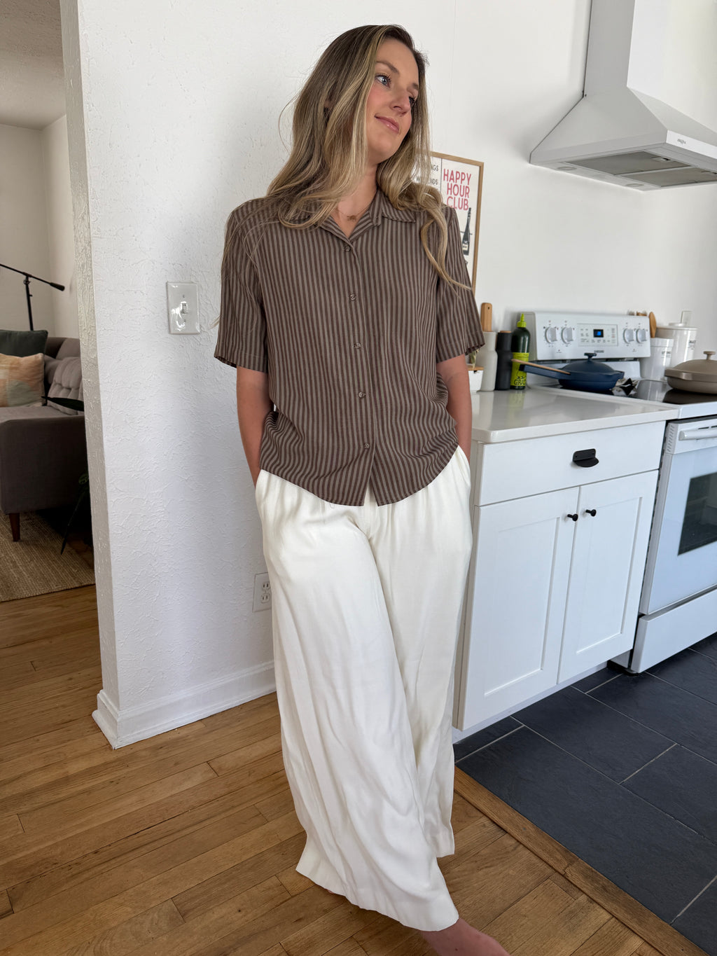 Lucy Paris Bea Cream Wide Leg Relaxed Pants