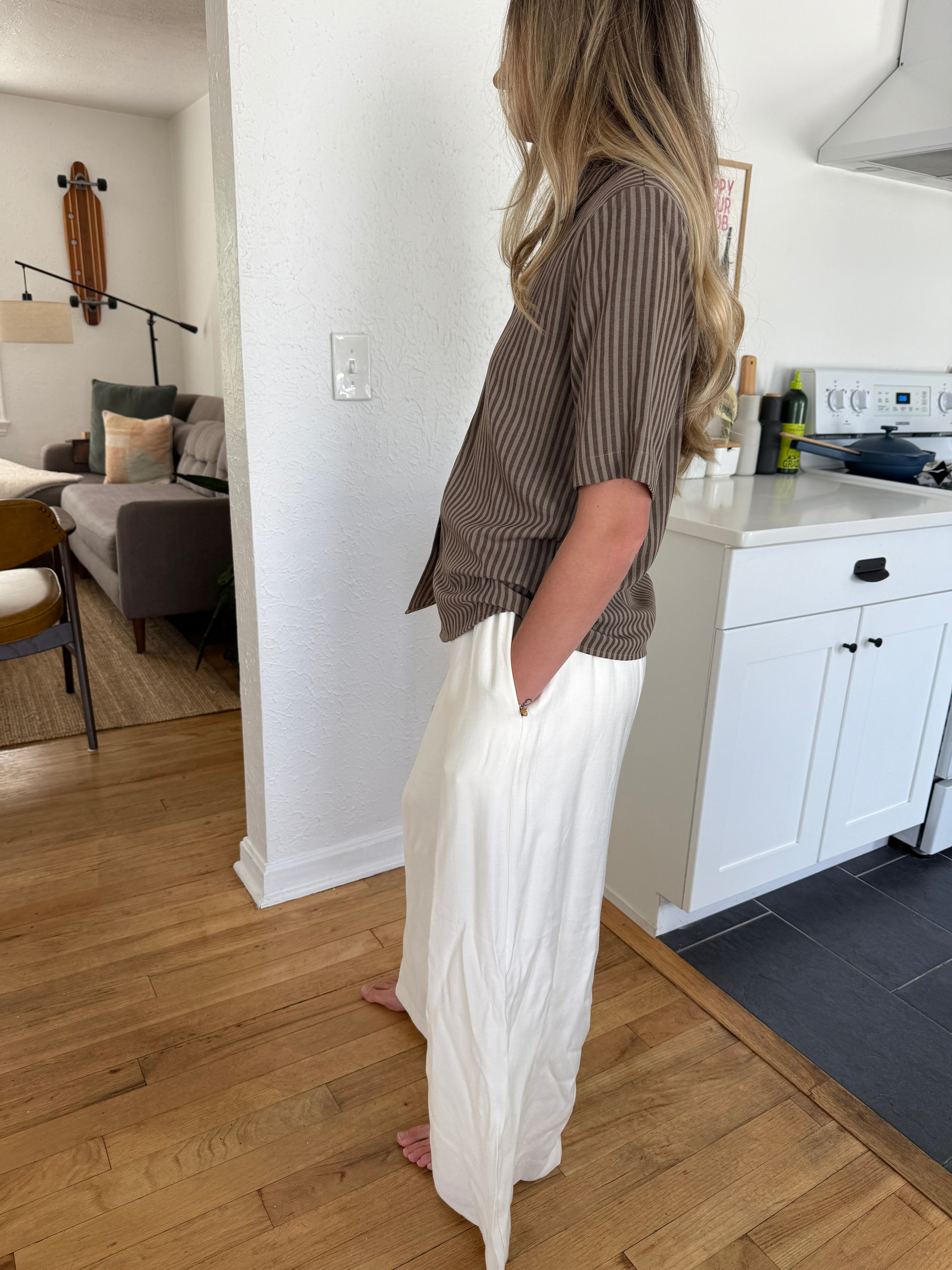 Lucy Paris Bea Cream Wide Leg Relaxed Pants