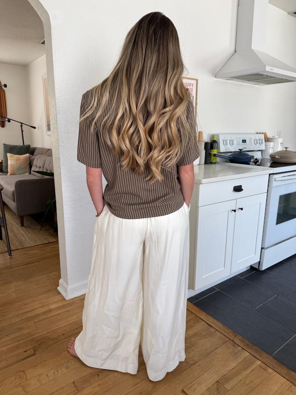 Lucy Paris Bea Cream Wide Leg Relaxed Pants