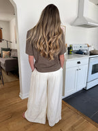 Lucy Paris Bea Cream Wide Leg Relaxed Pants