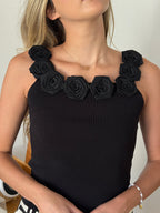 Lucy Paris Kamila Black Floral Strap Tank Top