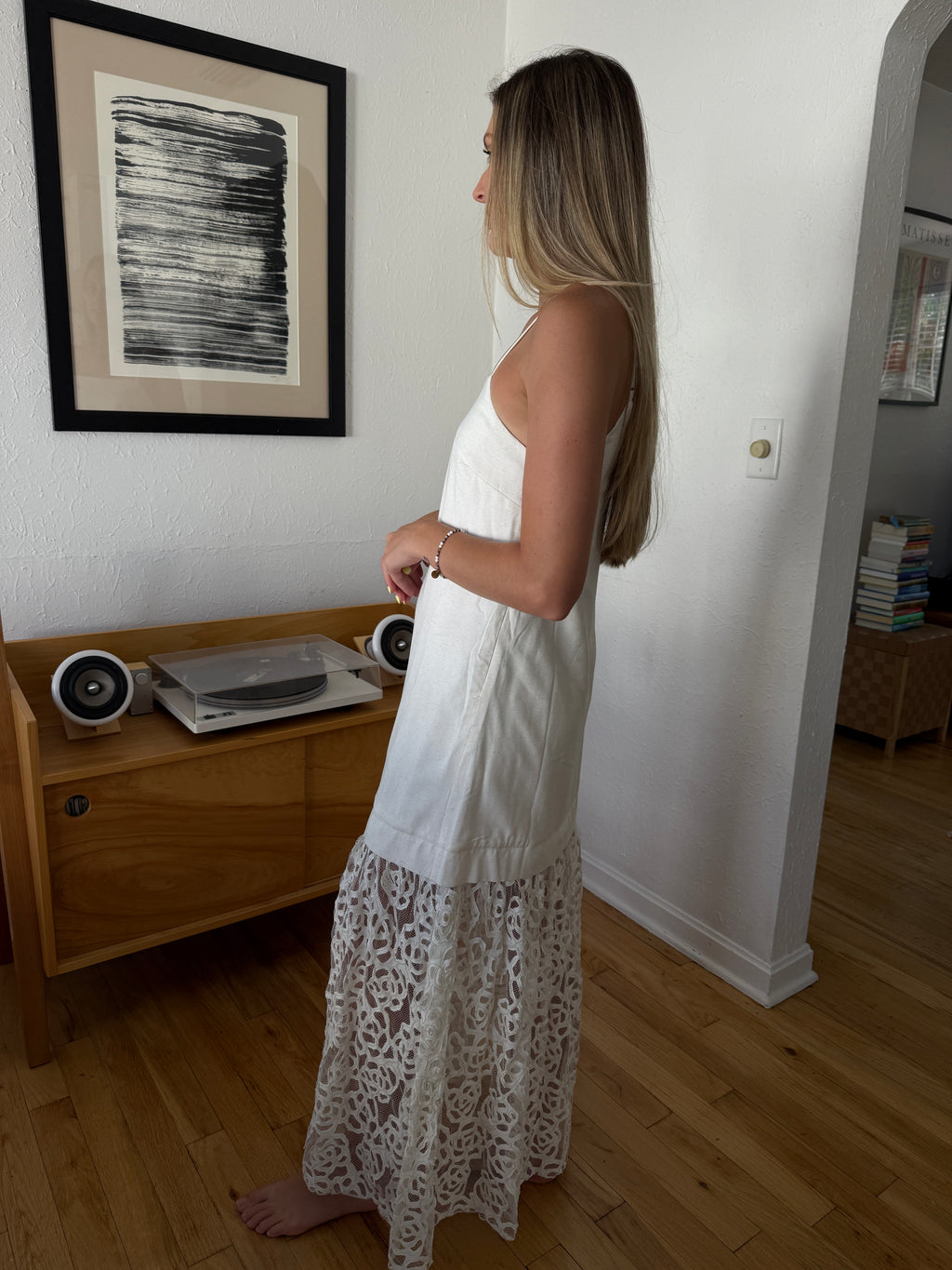 Lillianna Cream Drop Appliqué Skirt Maxi Dress