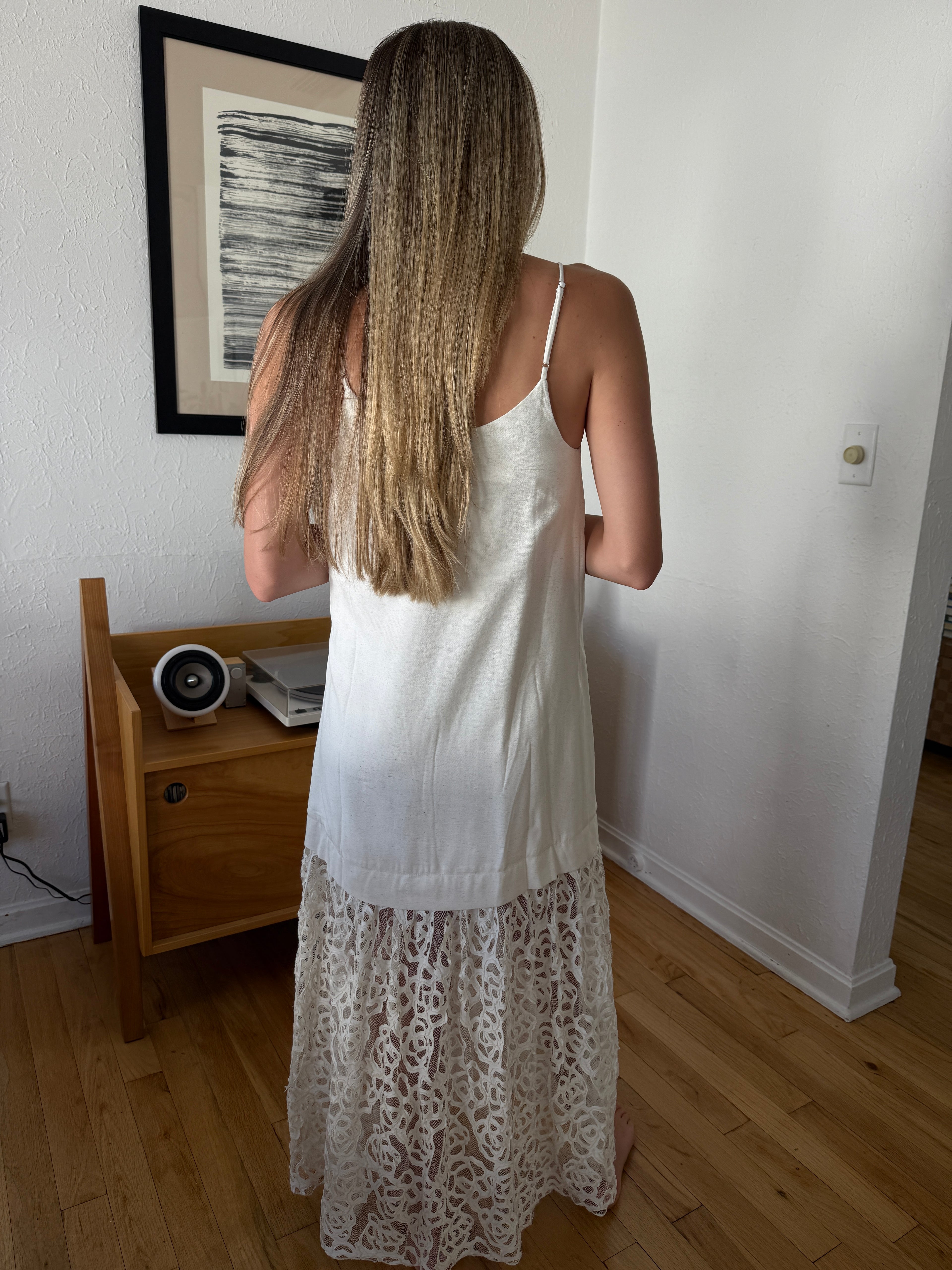 Lillianna Cream Drop Appliqué Skirt Maxi Dress