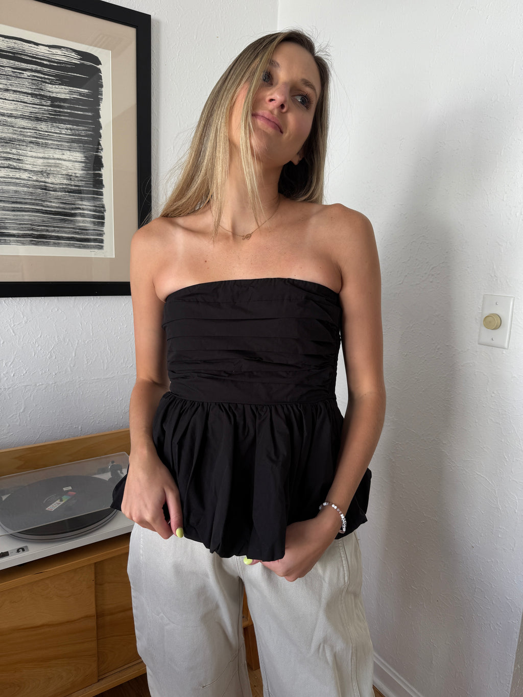 Sofie the Label Elsie Black Peplum Sleeveless Top